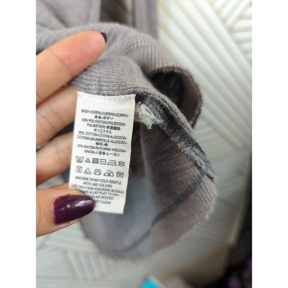 We The Free People Women's Turtleneck Top Split Back Inverse Seam Taupe Sz Small - Picture 5 of 6